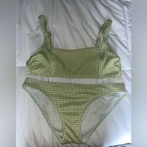 Xhilaration Green Striped Bikini Set